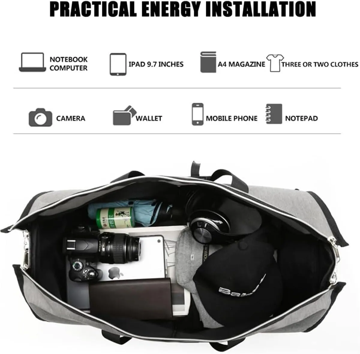 Amigo Bag Travel Bag, Foldable Clothing Bag Carry on Bag, Amigobag Luggage, Waterproof Large Capacity Suit Garment Duffel Bag, Garment Duffle Bags for Travel (Gray/1pcs)