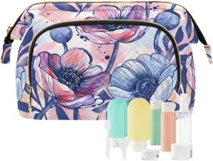 Anemone Flower Makeup Bag for Women Large Capacity Cosmetic Bags Travel Toiletry Organizer
