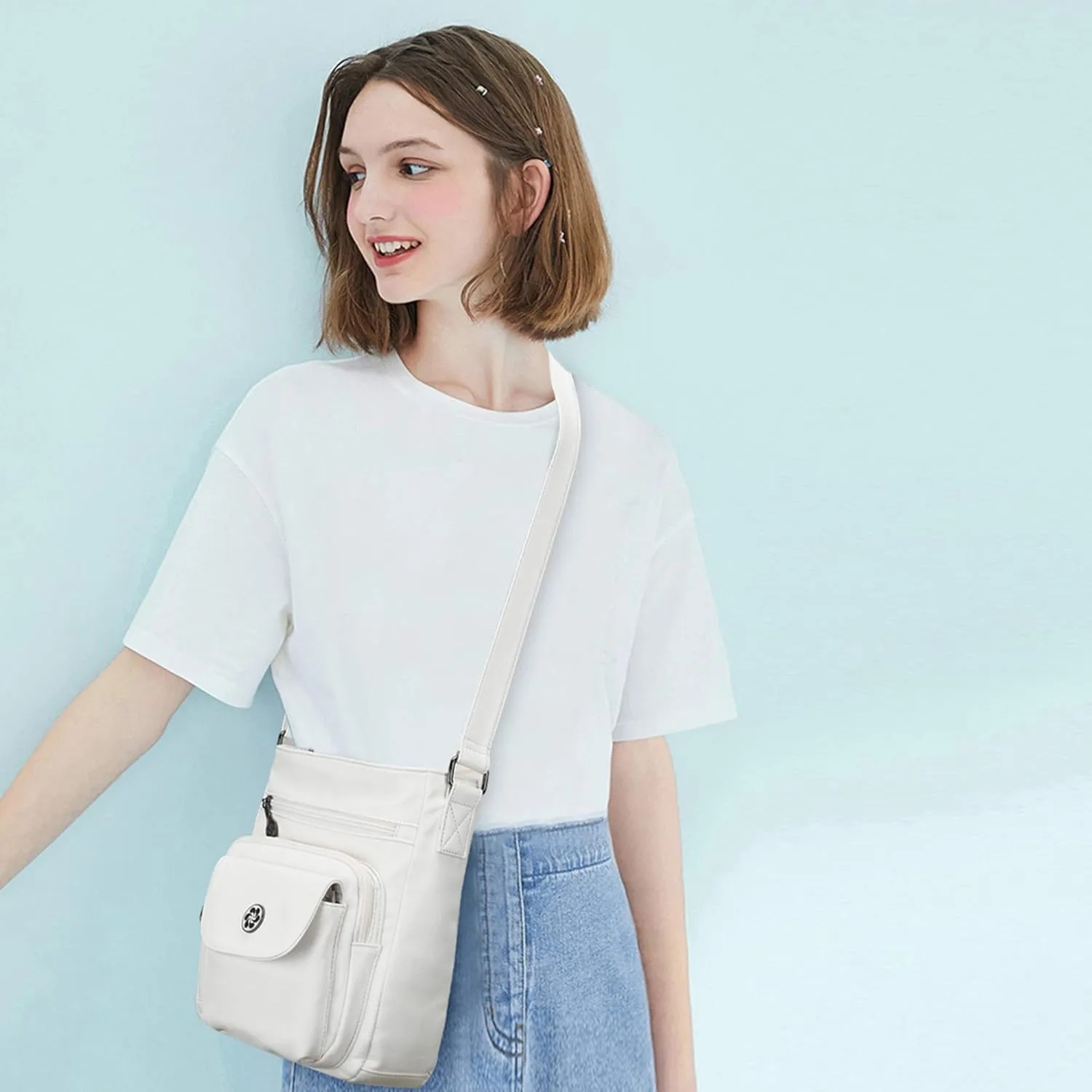 Angel Kiss Crossbody Bags Faux Vegan Leather Shoulder Bags for Women Small Handbag with Adjustable Strap