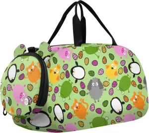 Animals Eggs Penguin Cats Chicken Pig Duffel Bags for Boys Small Gym Bags for Teens Dance Bag for Girls