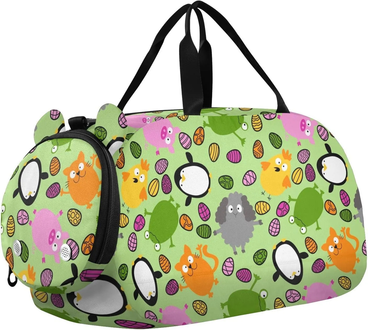 Animals Eggs Penguin Cats Chicken Pig Duffel Bags for Boys Small Gym Bags for Teens Dance Bag for Girls