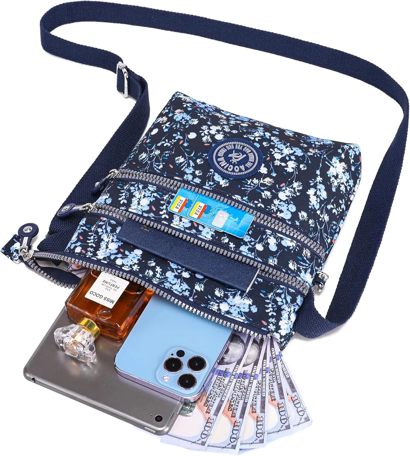 AOCINA Crossbody Purses for Women Lightweight Small Travel Bag Shoulder Purses and Handbags with Multi Zipper Pockets