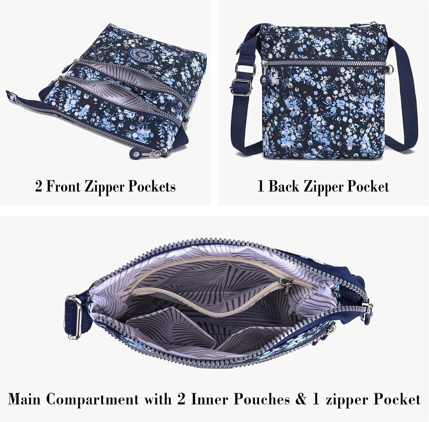 AOCINA Crossbody Purses for Women Lightweight Small Travel Bag Shoulder Purses and Handbags with Multi Zipper Pockets