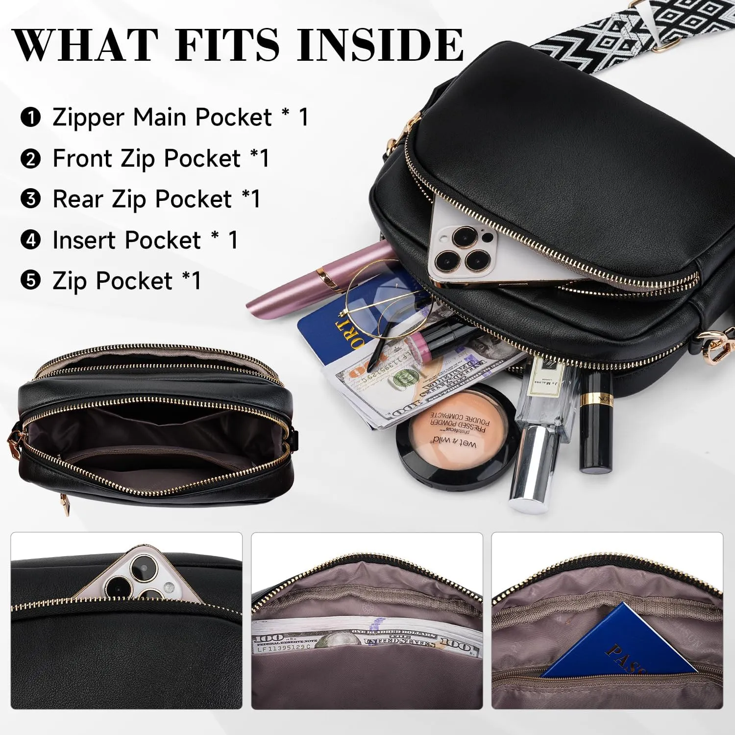 APHISON Crossbody Bags for Women Trendy, Leather Crossbody purse with Adjustable Strap