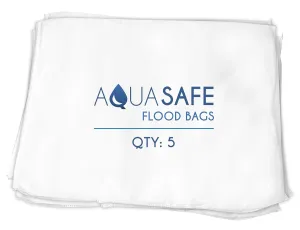 AquaSafe Flood Bags, Water Absorbent Flood Barrier and Super Absorbent Pad, 16" x 22", Pack of 5