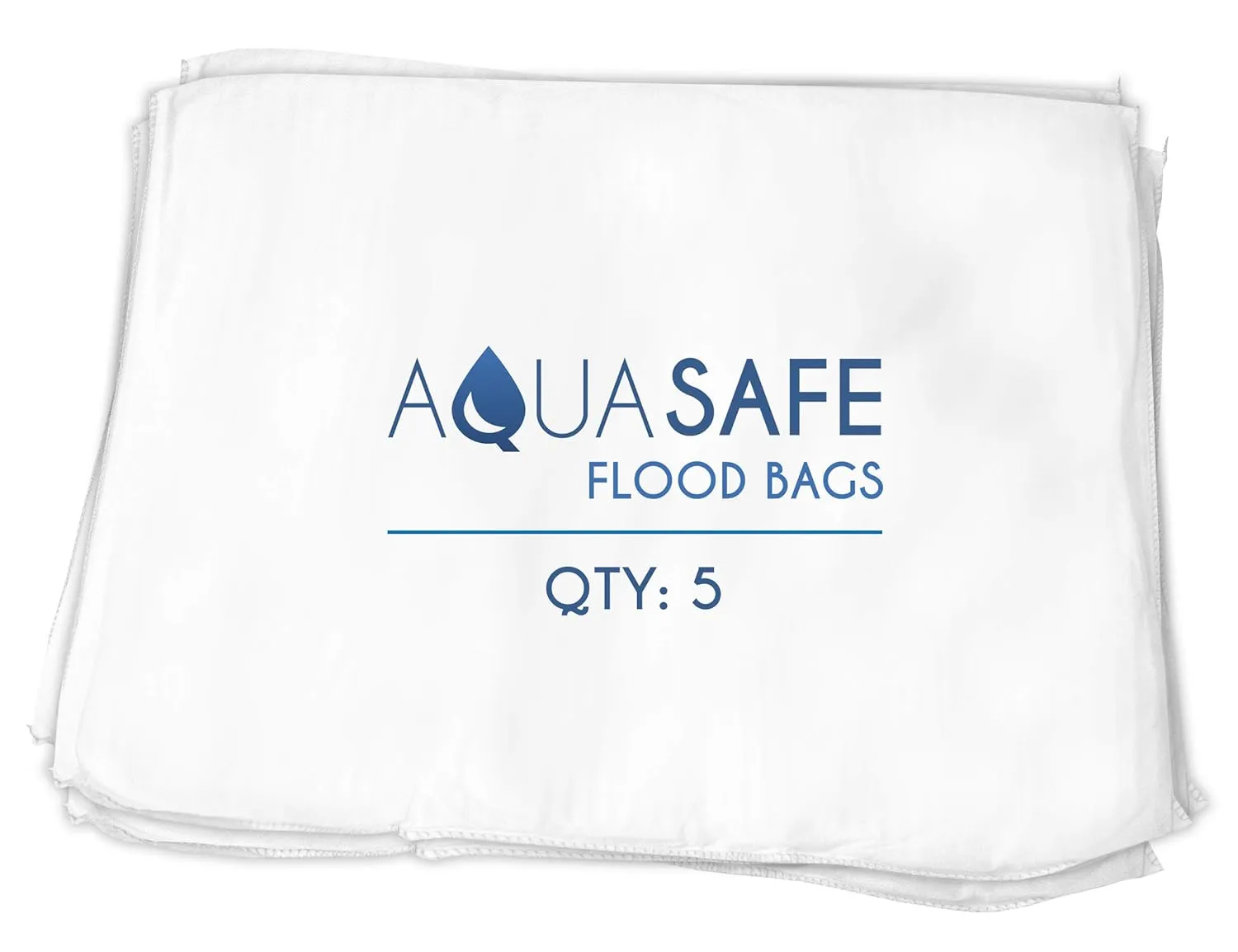 AquaSafe Flood Bags, Water Absorbent Flood Barrier and Super Absorbent Pad, 16" x 22", Pack of 5