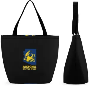 Arizona Cactus Wren Map Women's Reusable Shopping Bags Foldable Tote Bag Lightweight Handbag for Work Travel