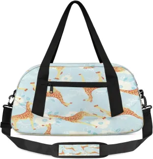 Art Giraffe Kids Duffel Bag Lightweight Waterproof Sports Gym Bag with Front Zipper Pocket Foldable Weekender Overnight Bag for School Practice Gymnastic Ballet