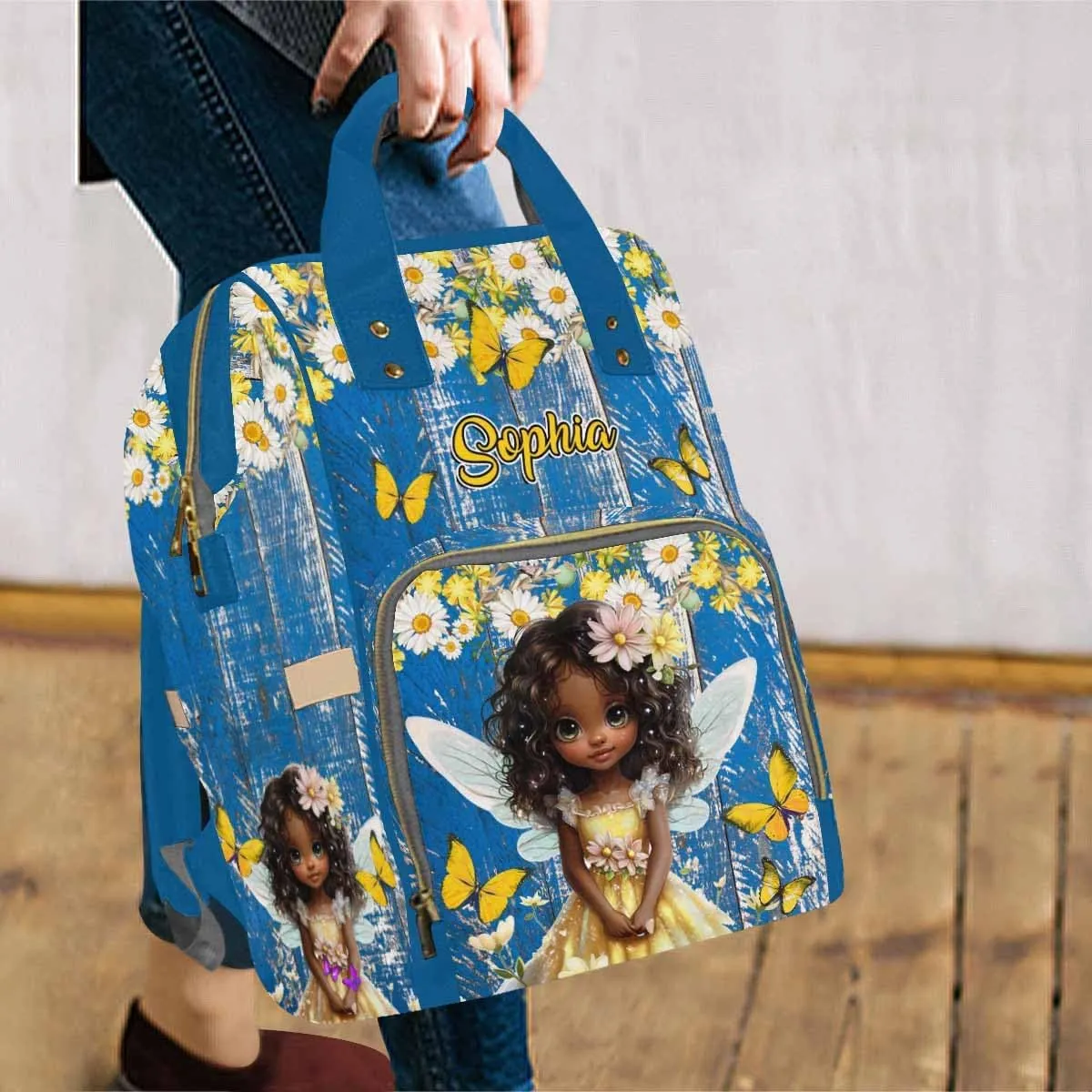 Artsadd Customized Diaper Bags Princess, Personalized Princess Backpack with Name for Men Women Custom Nursing Maternity Bags Shoulders Travel Bag Daypack