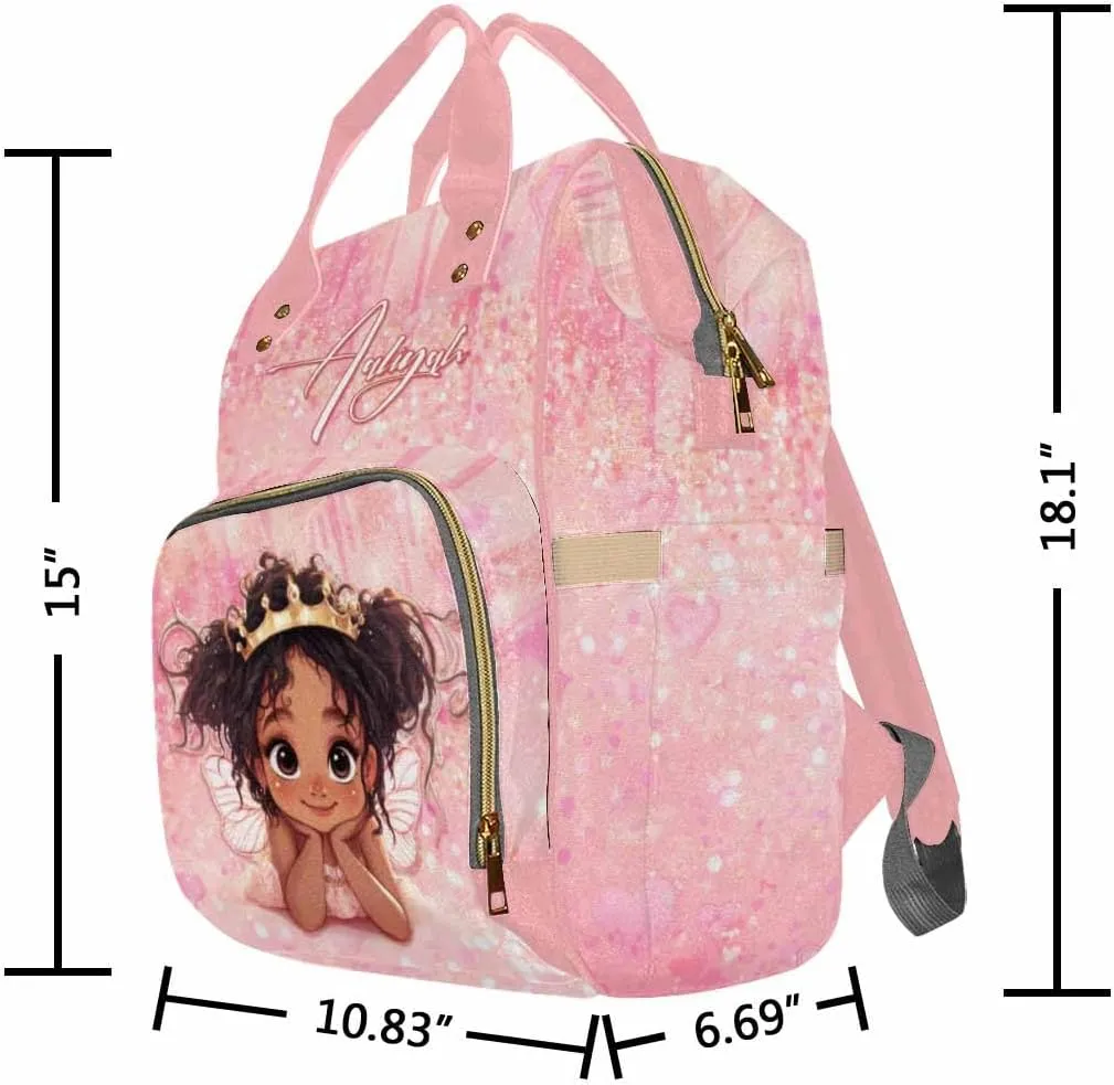 Artsadd Customized Large Capacity Diaper Bags, Custom Princess Diaper Backpack with Name Personalized Mommy Nursing Bags Casual Backpack for Women Custom Diaper Bag for Women Men