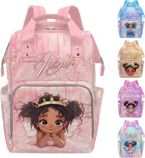 Artsadd Customized Large Capacity Diaper Bags, Custom Princess Diaper Backpack with Name Personalized Mommy Nursing Bags Casual Backpack for Women Custom Diaper Bag for Women Men