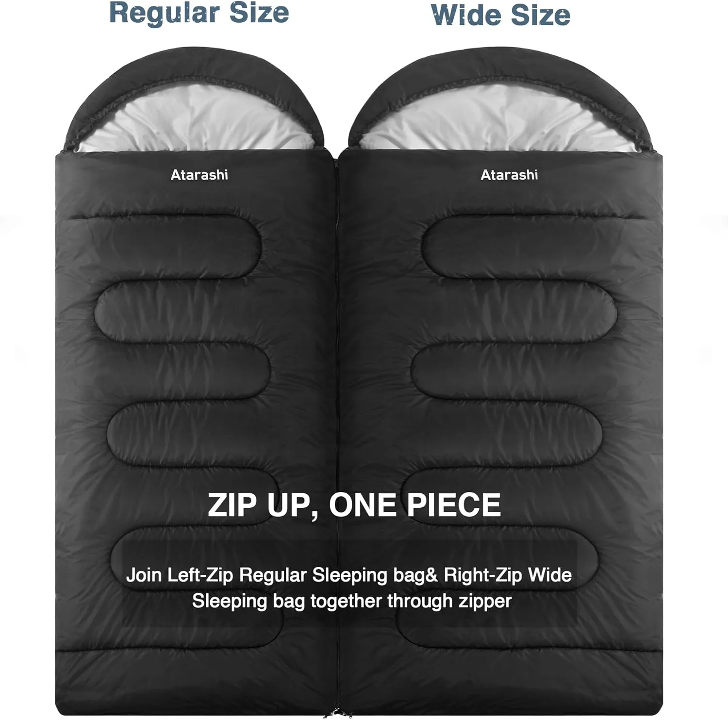 Atarashi Camping Sleeping Bag- 4 Seasons for Adults, Light, Warm, Extra-Large with Compression Sack- Great for Hiking, Backpacking & Outdoor Adventures