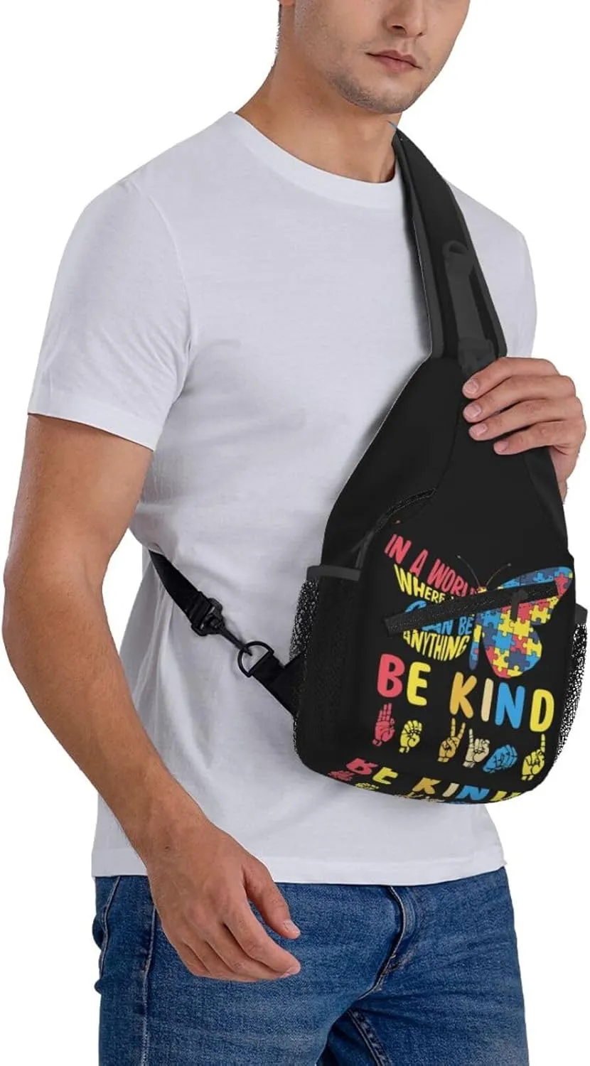 Autism Awareness Mom Crossbody Bag Adjustable Sling Bag Casual Chest Bags Travel Shoulder Backpack