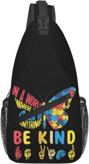 Autism Awareness Mom Crossbody Bag Adjustable Sling Bag Casual Chest Bags Travel Shoulder Backpack