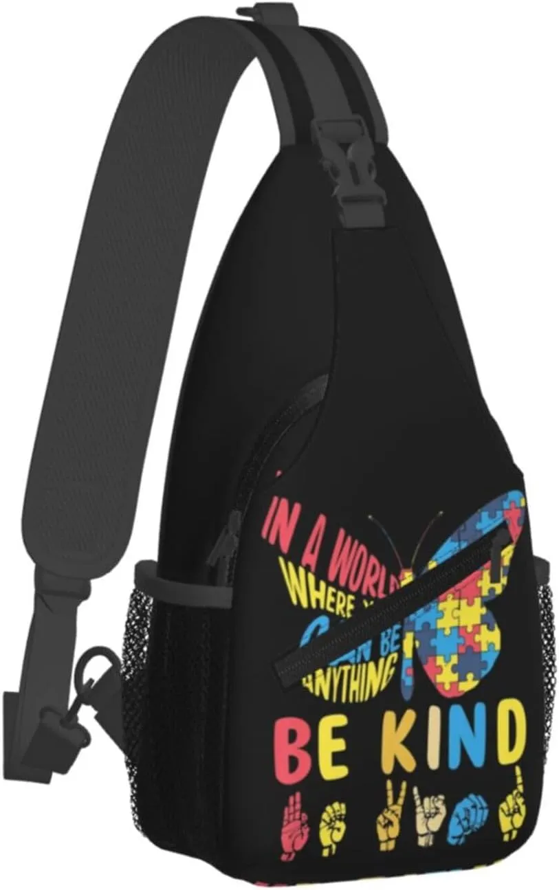 Autism Awareness Mom Crossbody Bag Adjustable Sling Bag Casual Chest Bags Travel Shoulder Backpack