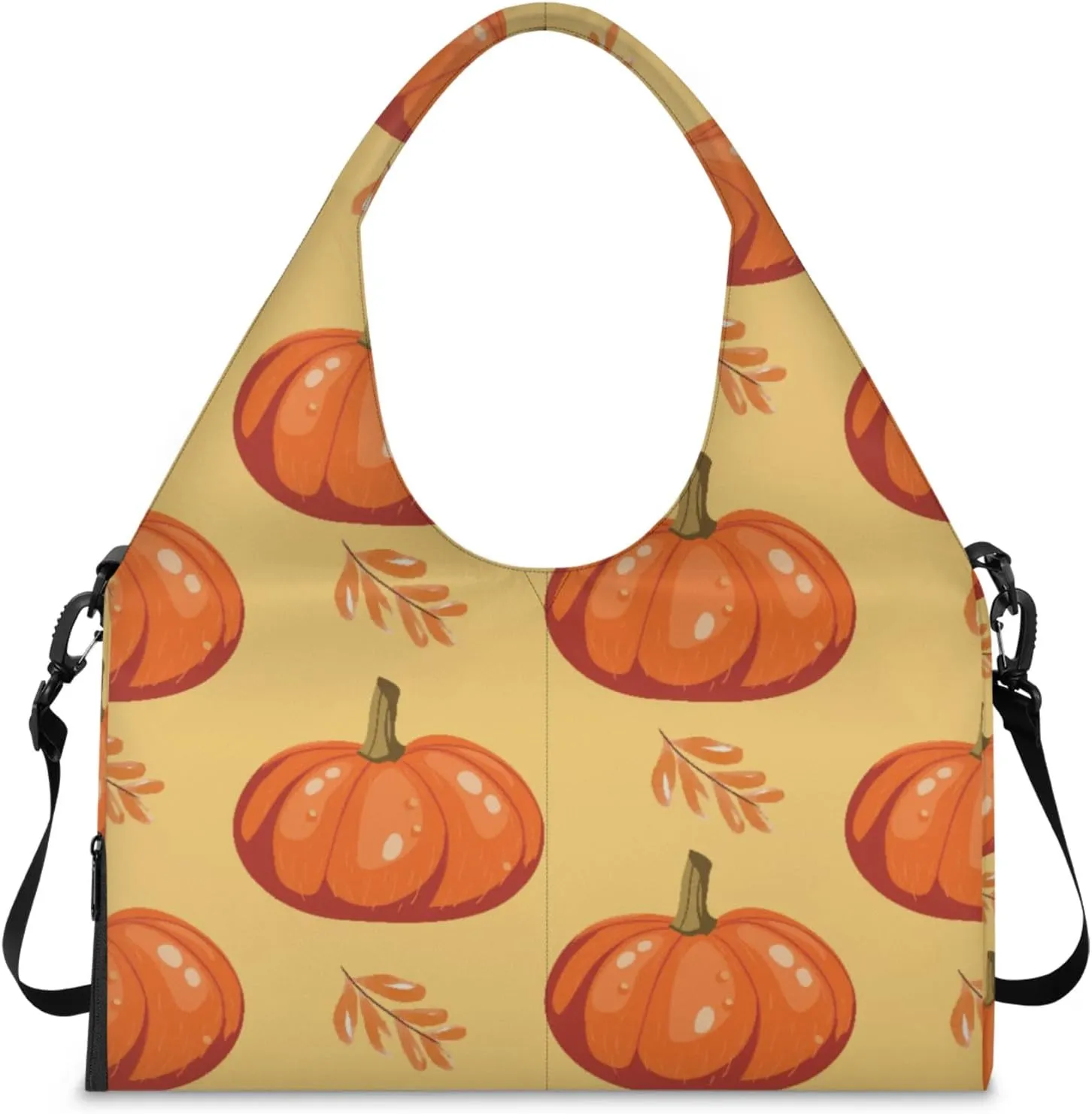 Autumn Pumpkins Gym Bag Yoga Mat Tote for Women with Shoes Compartment Lightweight Duffle Travel Carrier Wet Dry Storage Pockets Adjustable Pilates Mats Shoulder Bags for Sport Swim