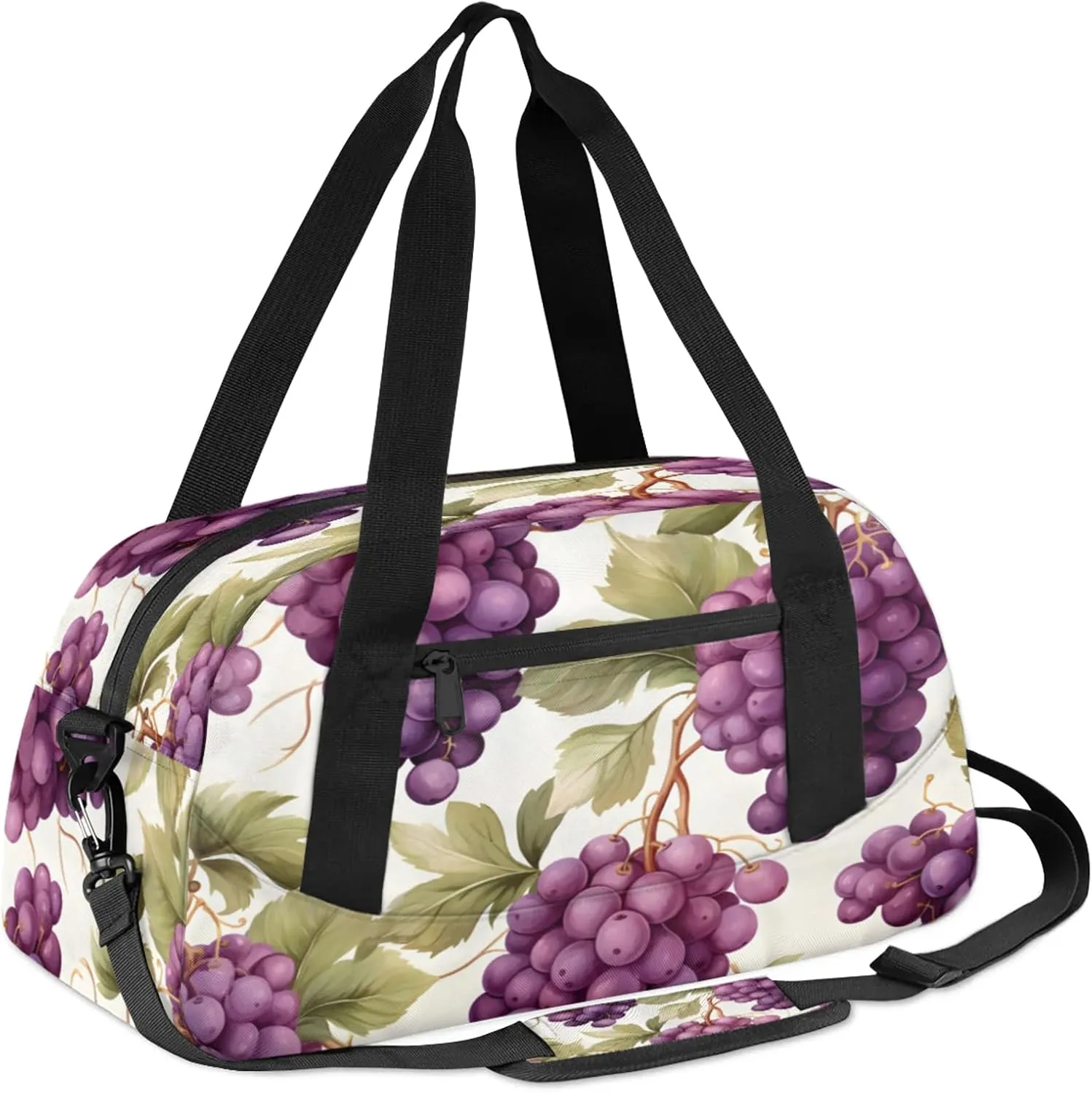 Autumn Purple Grapes Kids Duffel Bag Lightweight Waterproof Sports Gym Bag with Front Zipper Pocket Foldable Weekender Overnight Bag for School Practice Gymnastic Ballet
