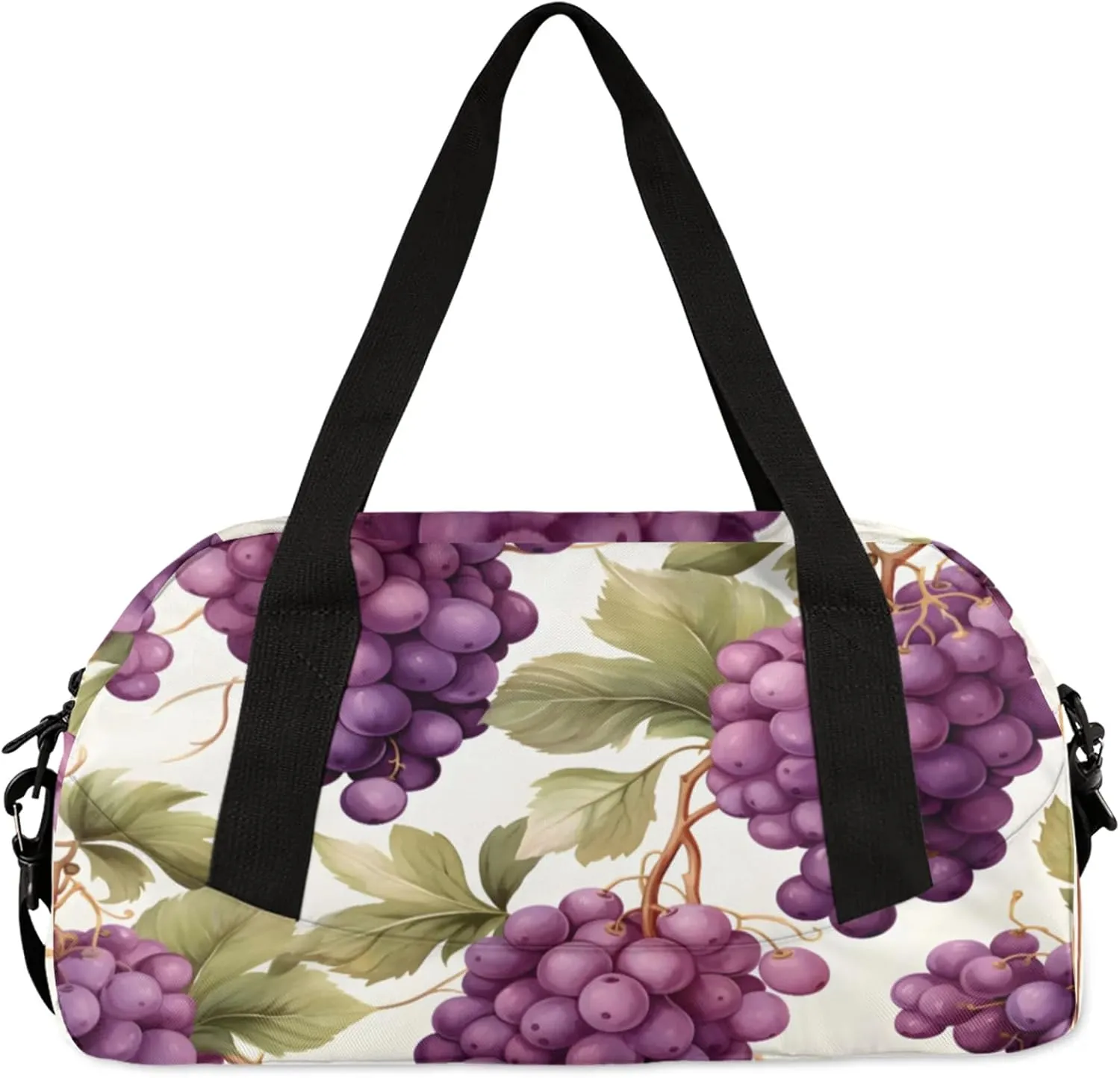 Autumn Purple Grapes Kids Duffel Bag Lightweight Waterproof Sports Gym Bag with Front Zipper Pocket Foldable Weekender Overnight Bag for School Practice Gymnastic Ballet