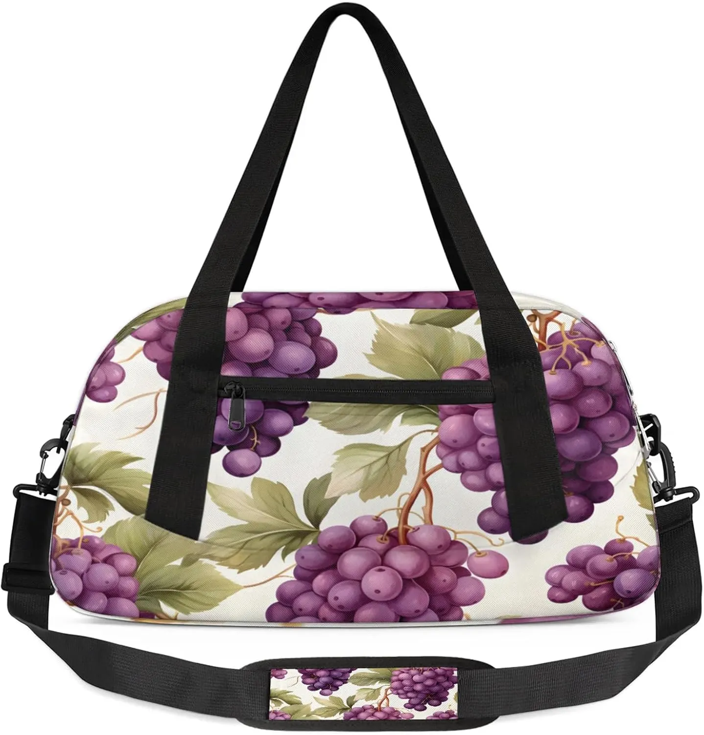 Autumn Purple Grapes Kids Duffel Bag Lightweight Waterproof Sports Gym Bag with Front Zipper Pocket Foldable Weekender Overnight Bag for School Practice Gymnastic Ballet