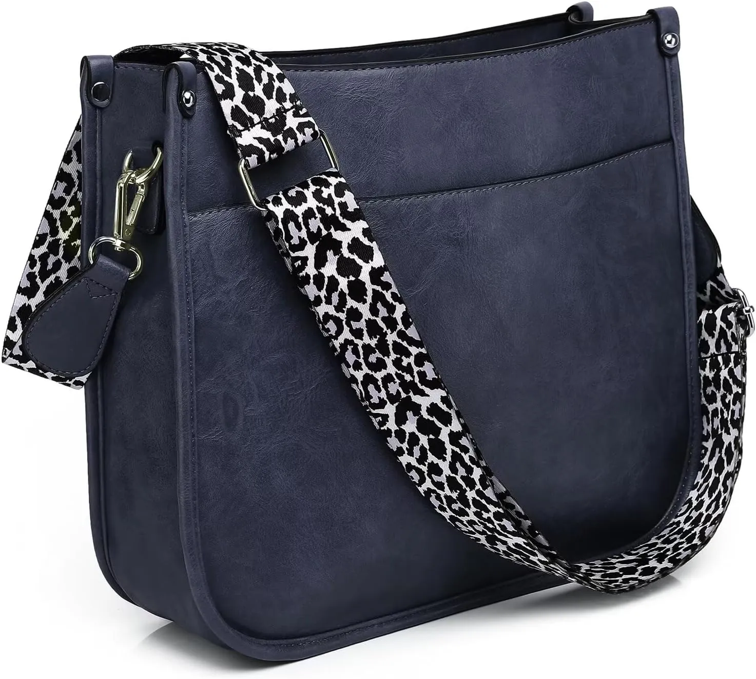 AUYOCO Vegan Leather Crossbody Bags for Women, Crossbody Purse with Guitar Strap Zipped Pockets Handbag Shoulder Bag