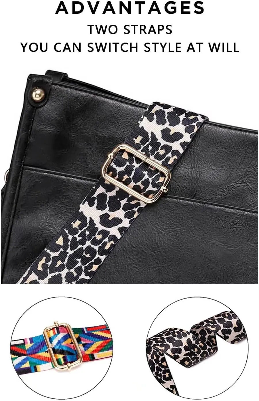AUYOCO Vegan Leather Crossbody Bags for Women, Crossbody Purse with Guitar Strap Zipped Pockets Handbag Shoulder Bag