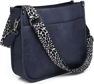 AUYOCO Vegan Leather Crossbody Bags for Women, Crossbody Purse with Guitar Strap Zipped Pockets Handbag Shoulder Bag