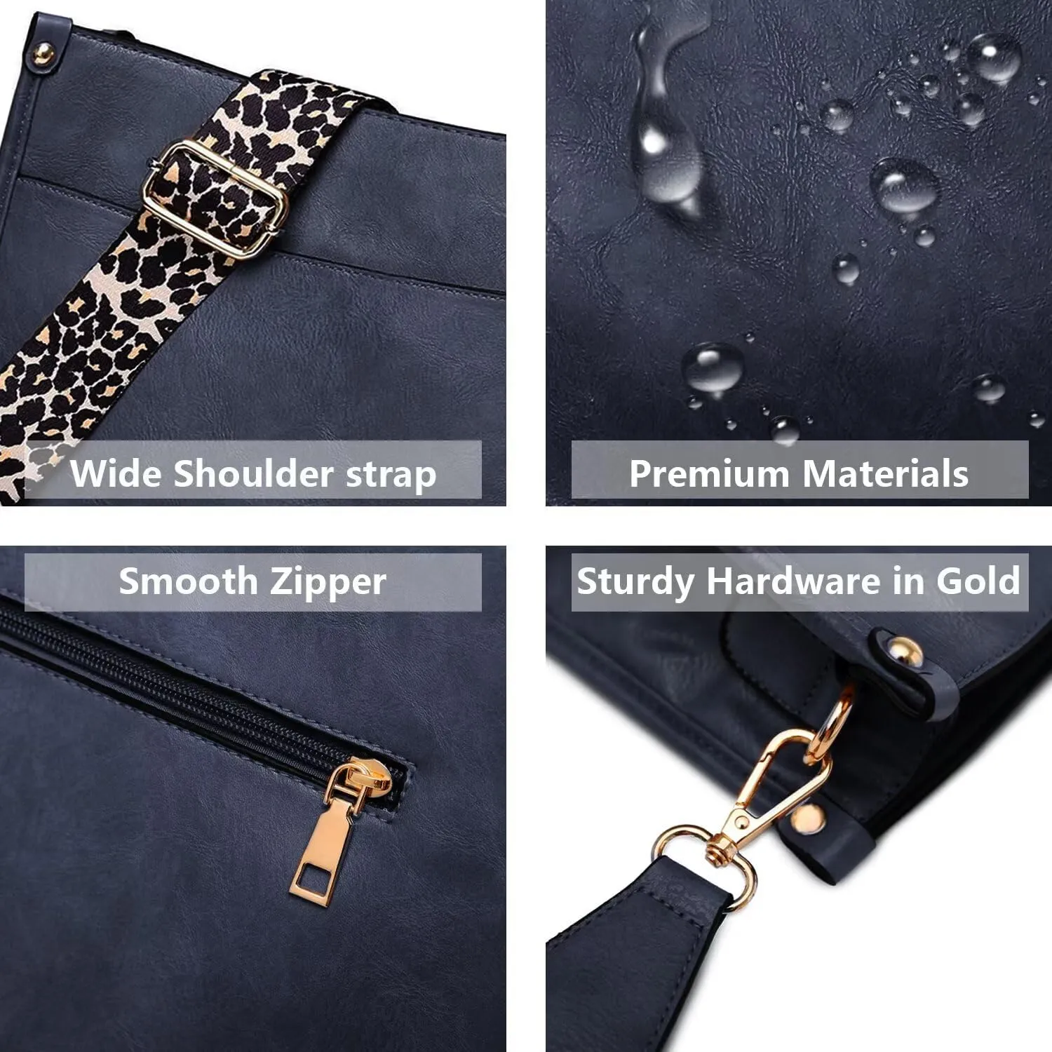 AUYOCO Vegan Leather Crossbody Bags for Women, Crossbody Purse with Guitar Strap Zipped Pockets Handbag Shoulder Bag