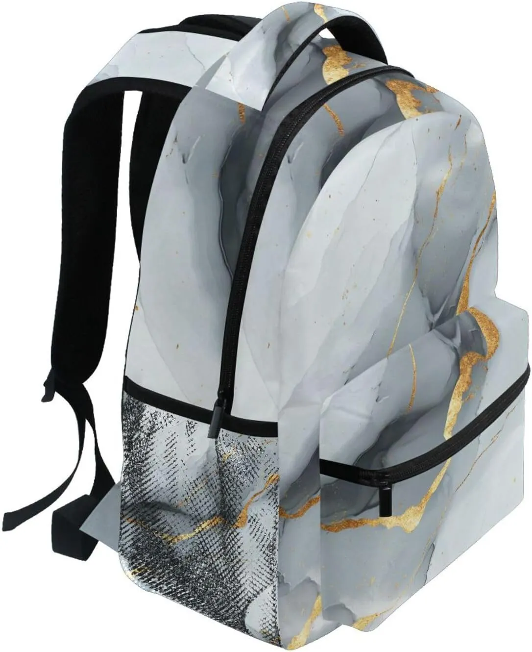 Backpacks for Teacher Nurse Waterproof School Bag with Chest Strap Gift Men & Women Marble White Gray