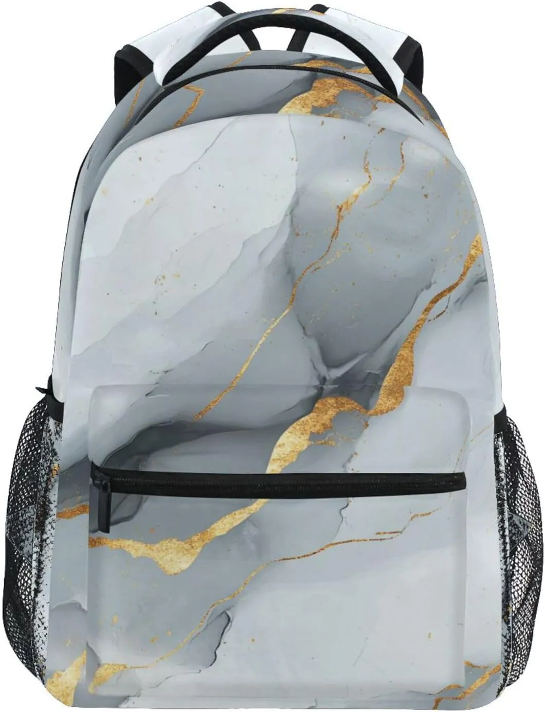 Backpacks for Teacher Nurse Waterproof School Bag with Chest Strap Gift Men & Women Marble White Gray