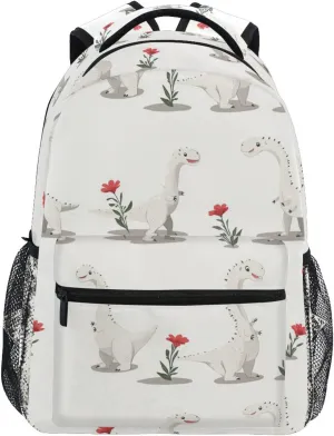 Backpacks for Teenager Fashion Vintage Daypacks with Chest Strap for College Work Cartoon Dinosaurs