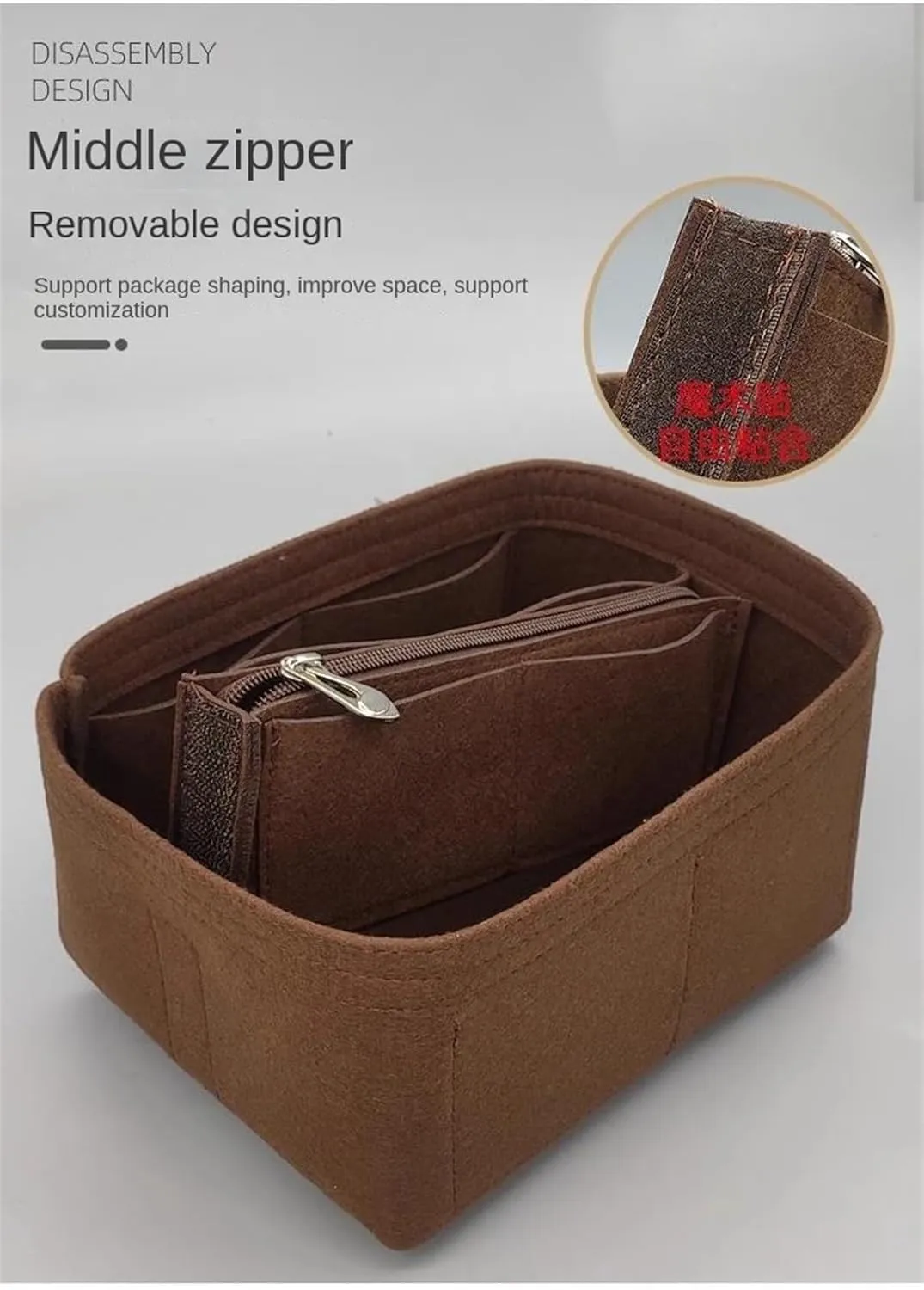Bag Organizer Liner Storage Bag Insert for Hermes Picotin 18/22/26 (Beige B, Picotin 18)