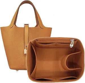 Bag Organizer Liner Storage Bag Insert for Hermes Picotin 22 (Brown)