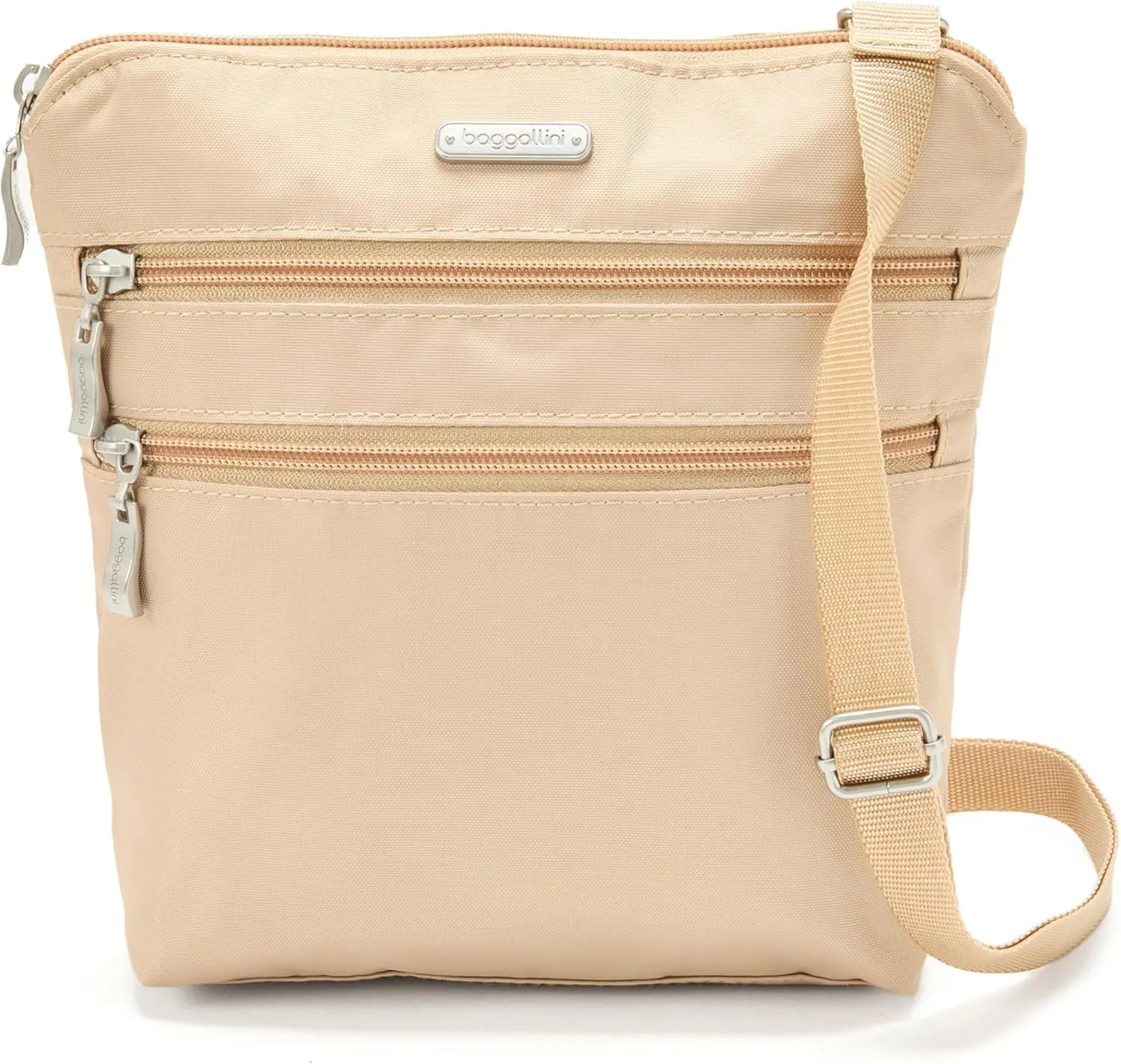 Baggallini Essential Crossbody Bags for Women 9x8 Organized Lightweight Washable Nylon Travel Handbag Purse w/RFID Protection