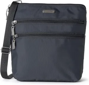Baggallini Essential Crossbody Bags for Women 9x8 Organized Lightweight Washable Nylon Travel Handbag Purse w/RFID Protection