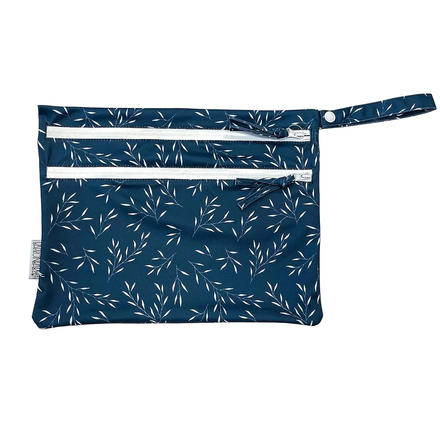 BapronBaby Willow Wet Dry Bag - Waterproof Two Zipper Pockets - Reusable for Mealtime, Diapers, Stroller, Snacks, Swimsuits - Machine Washable - 11" x 9"