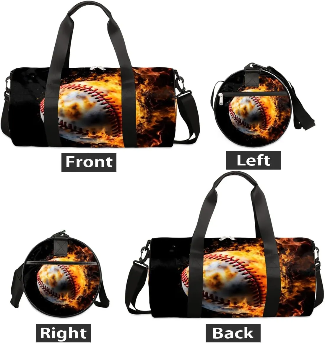 Baseball Fire Travel Duffle Bag Gym Bag for Women Men Lightweight Carry on Duffel Bag for Sports Gyms Weekend Getaway