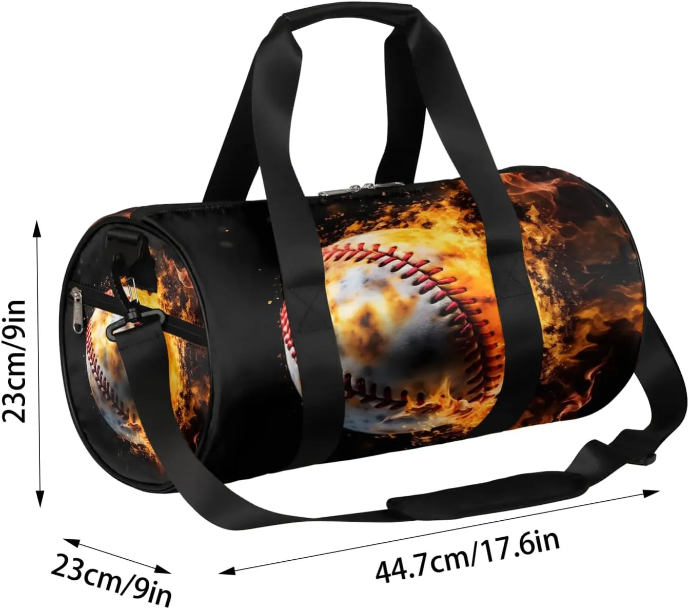 Baseball Fire Travel Duffle Bag Gym Bag for Women Men Lightweight Carry on Duffel Bag for Sports Gyms Weekend Getaway