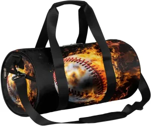 Baseball Fire Travel Duffle Bag Gym Bag for Women Men Lightweight Carry on Duffel Bag for Sports Gyms Weekend Getaway
