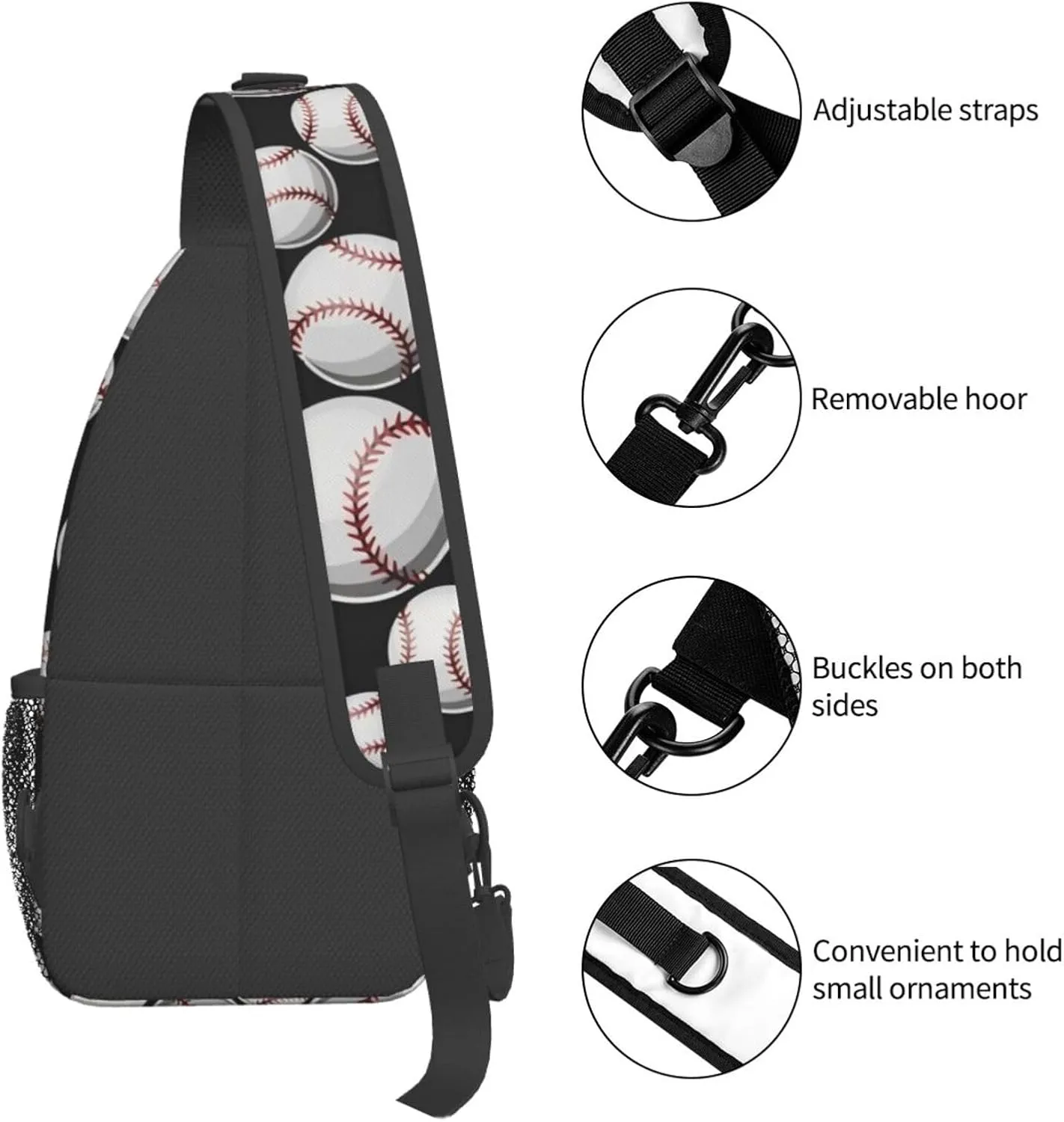 Baseball Pattern Chest Bags Crossbody Sling Bag Shoulder Bag Travel Hiking Daypack For Men Women