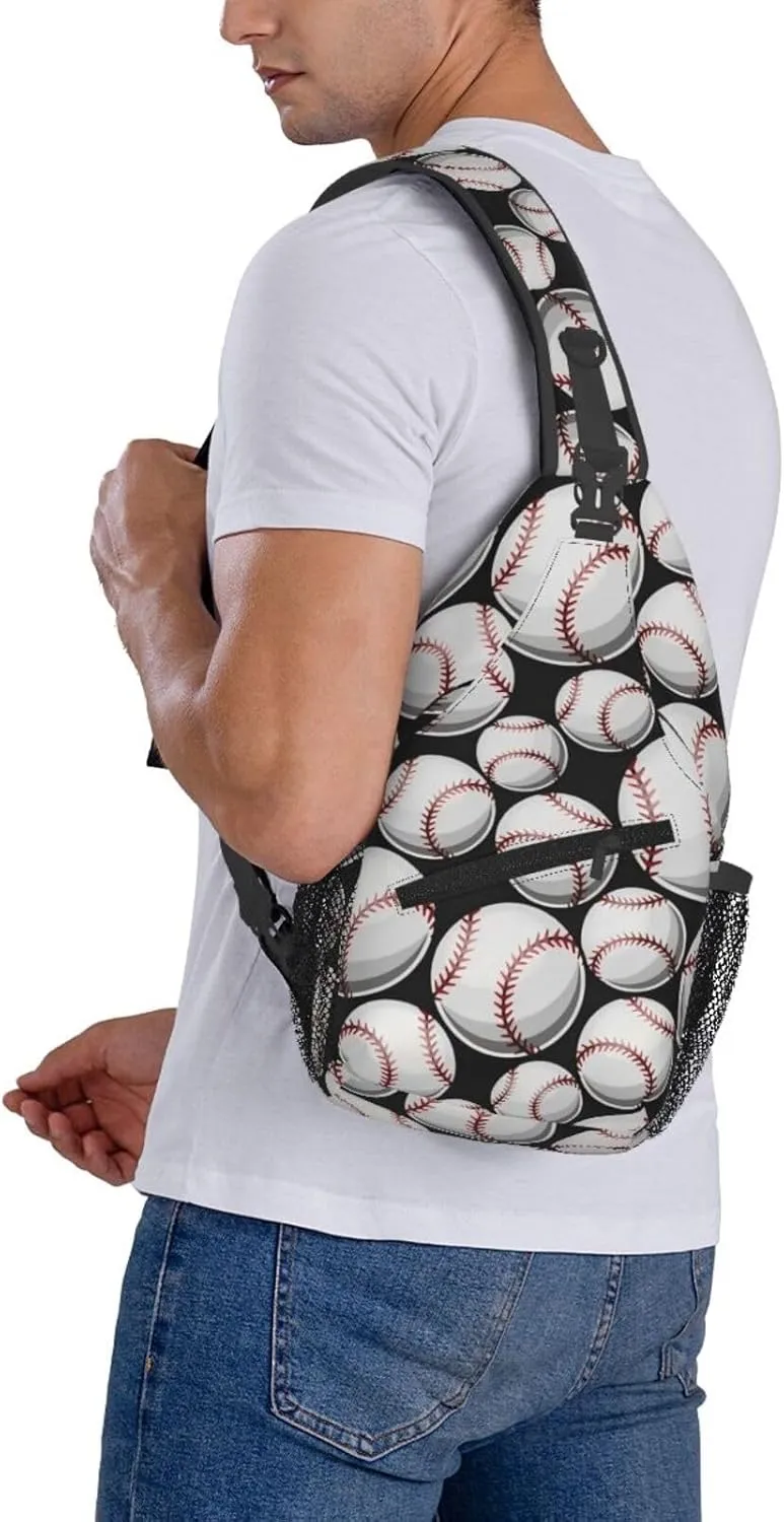 Baseball Pattern Chest Bags Crossbody Sling Bag Shoulder Bag Travel Hiking Daypack For Men Women