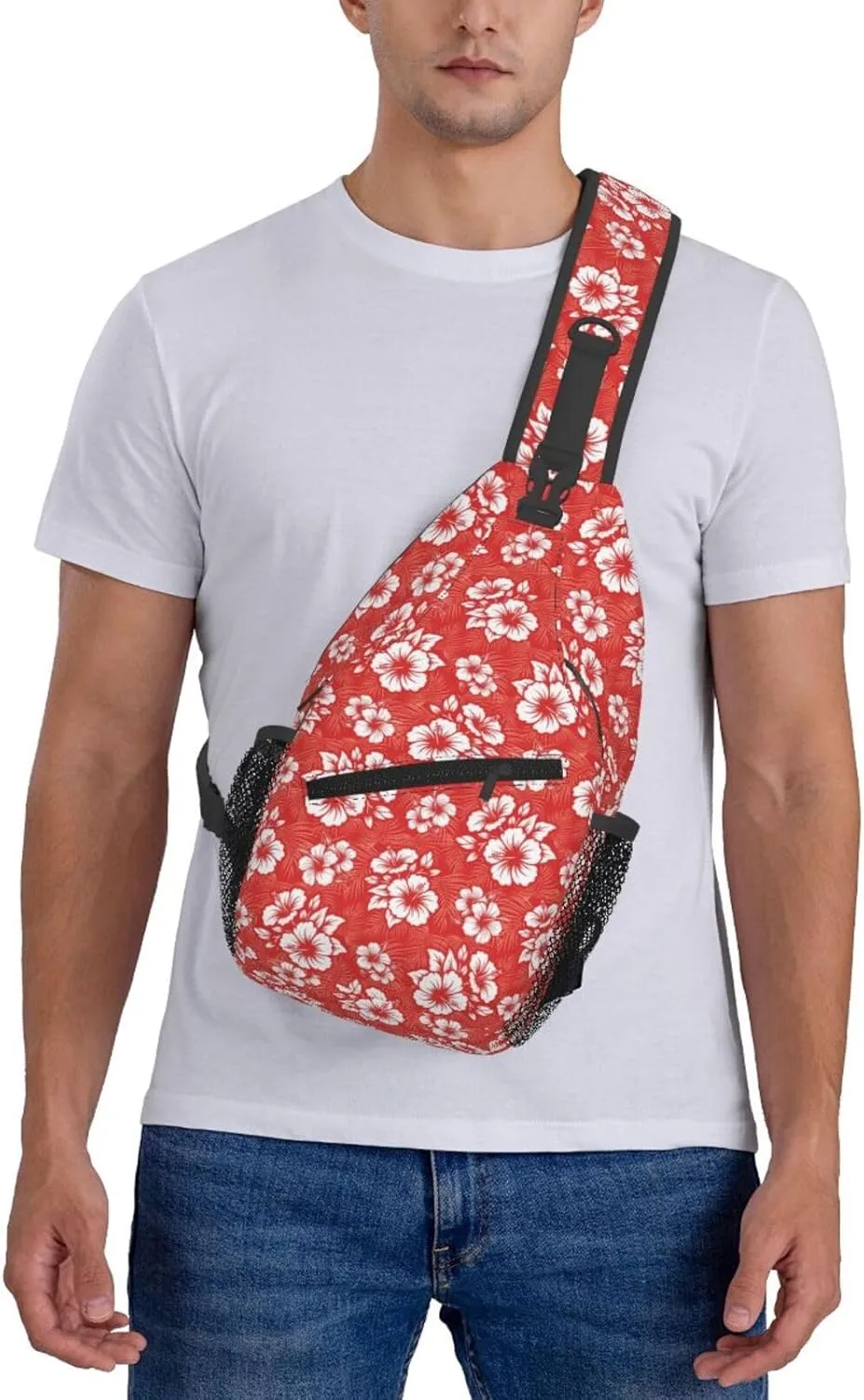Basketball American Flag Crossbody Bag Adjustable Sling Bag Casual Chest Bags Travel Shoulder Backpack
