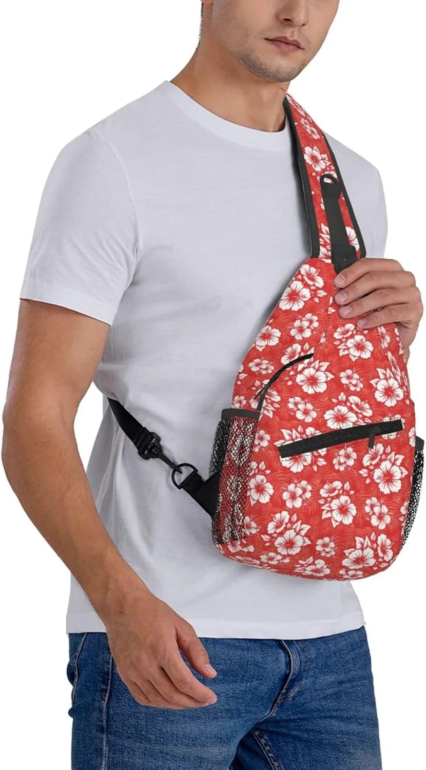 Basketball American Flag Crossbody Bag Adjustable Sling Bag Casual Chest Bags Travel Shoulder Backpack