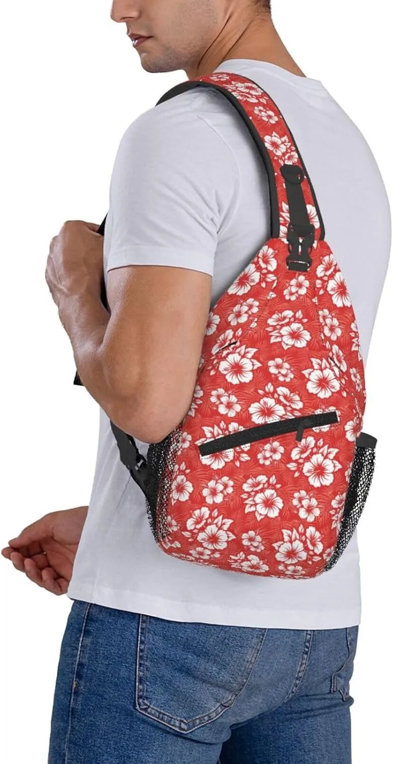 Basketball American Flag Crossbody Bag Adjustable Sling Bag Casual Chest Bags Travel Shoulder Backpack