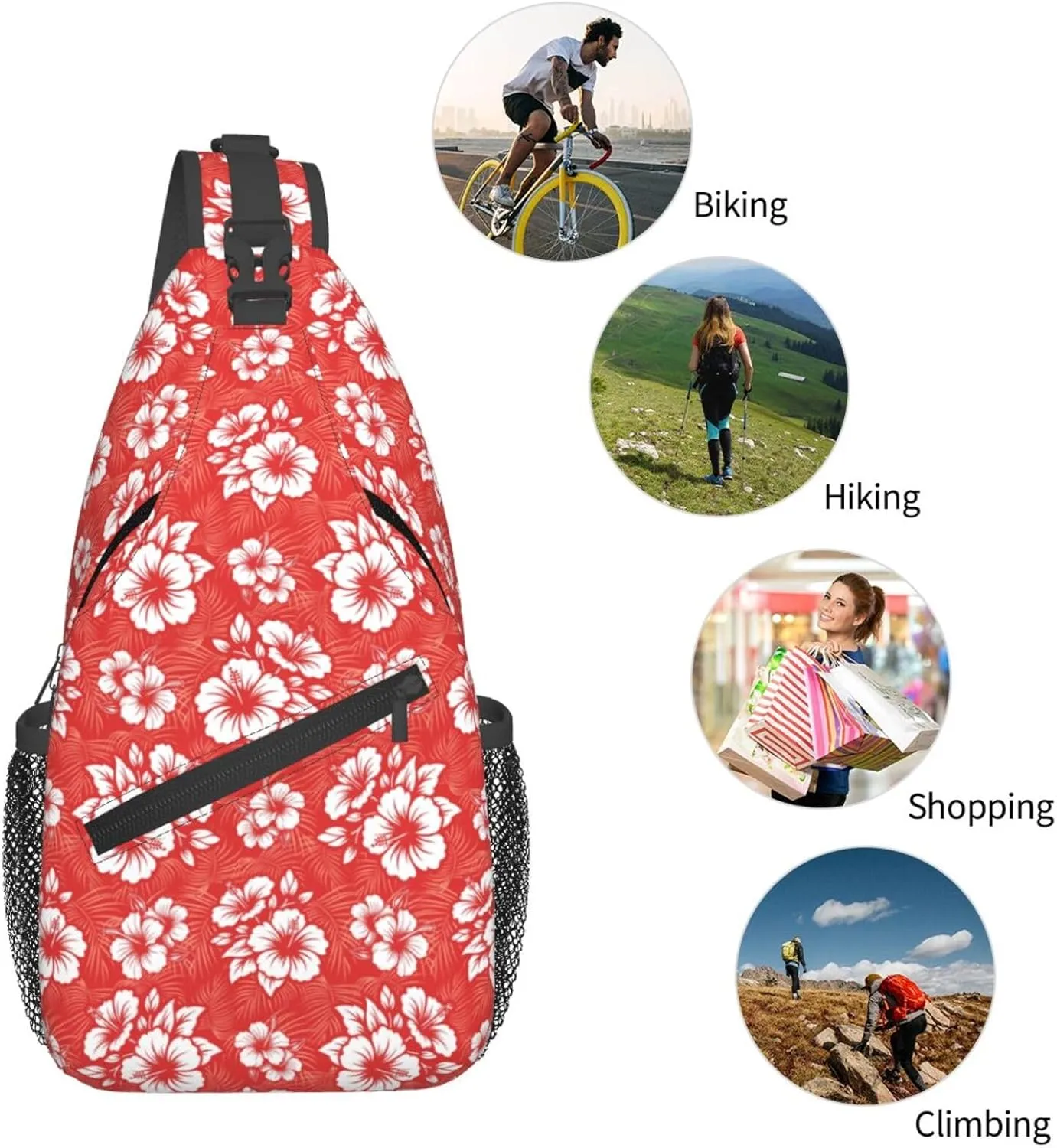 Basketball American Flag Crossbody Bag Adjustable Sling Bag Casual Chest Bags Travel Shoulder Backpack