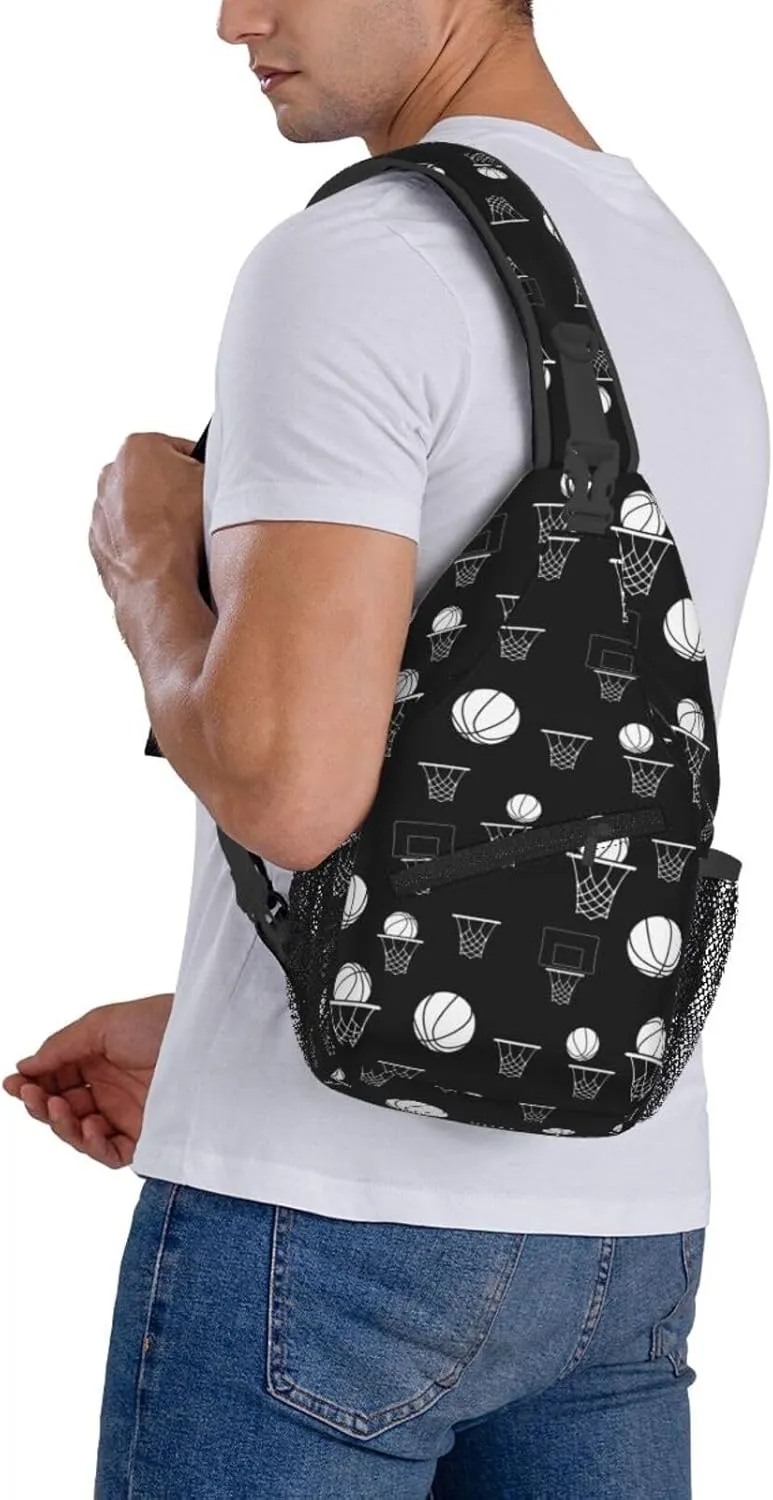 Basketball Hoops Chest Bags Crossbody Sling Bag Shoulder Bag Travel Hiking Daypack For Men Women