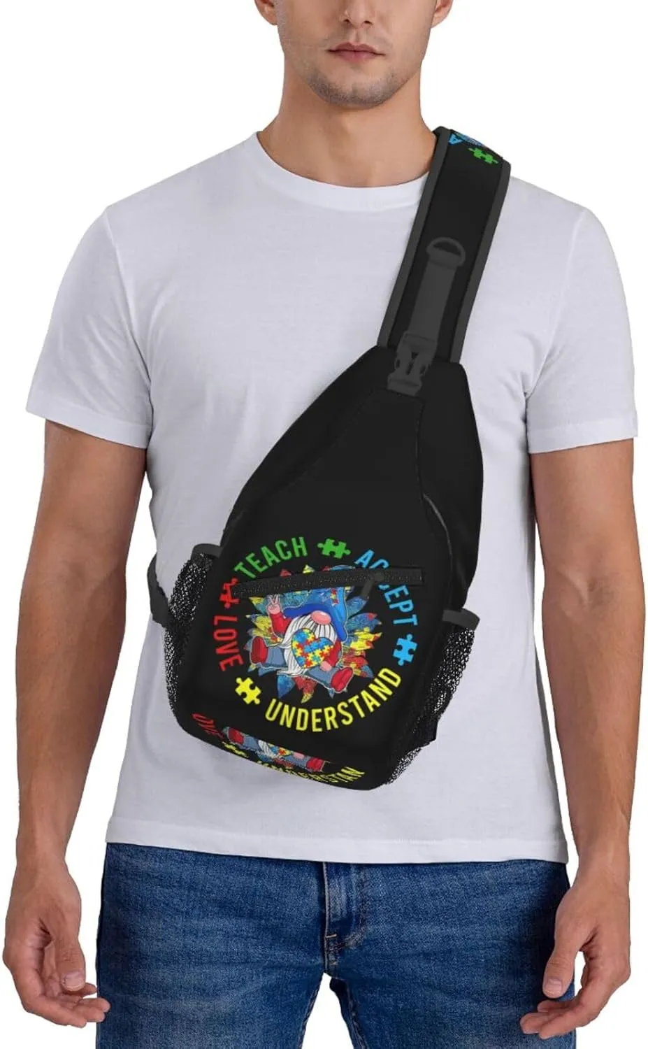 Be Anything Be Kind Autism Awareness Crossbody Bag Adjustable Sling Bag Casual Chest Bags Travel Shoulder Backpack