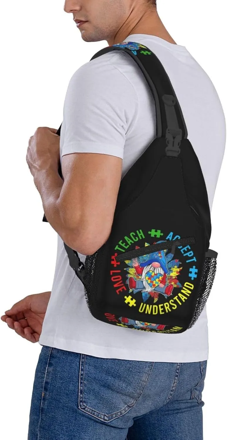 Be Anything Be Kind Autism Awareness Crossbody Bag Adjustable Sling Bag Casual Chest Bags Travel Shoulder Backpack
