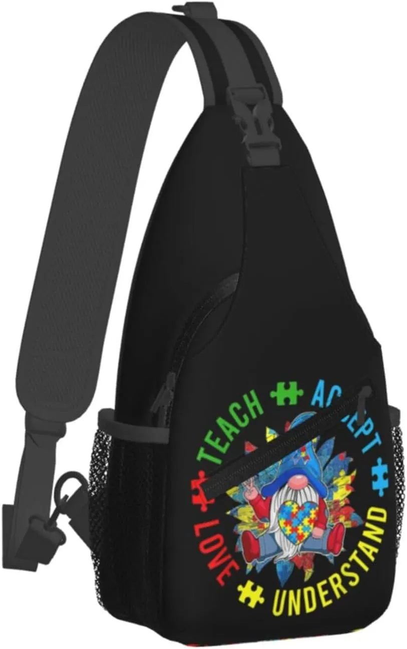 Be Anything Be Kind Autism Awareness Crossbody Bag Adjustable Sling Bag Casual Chest Bags Travel Shoulder Backpack
