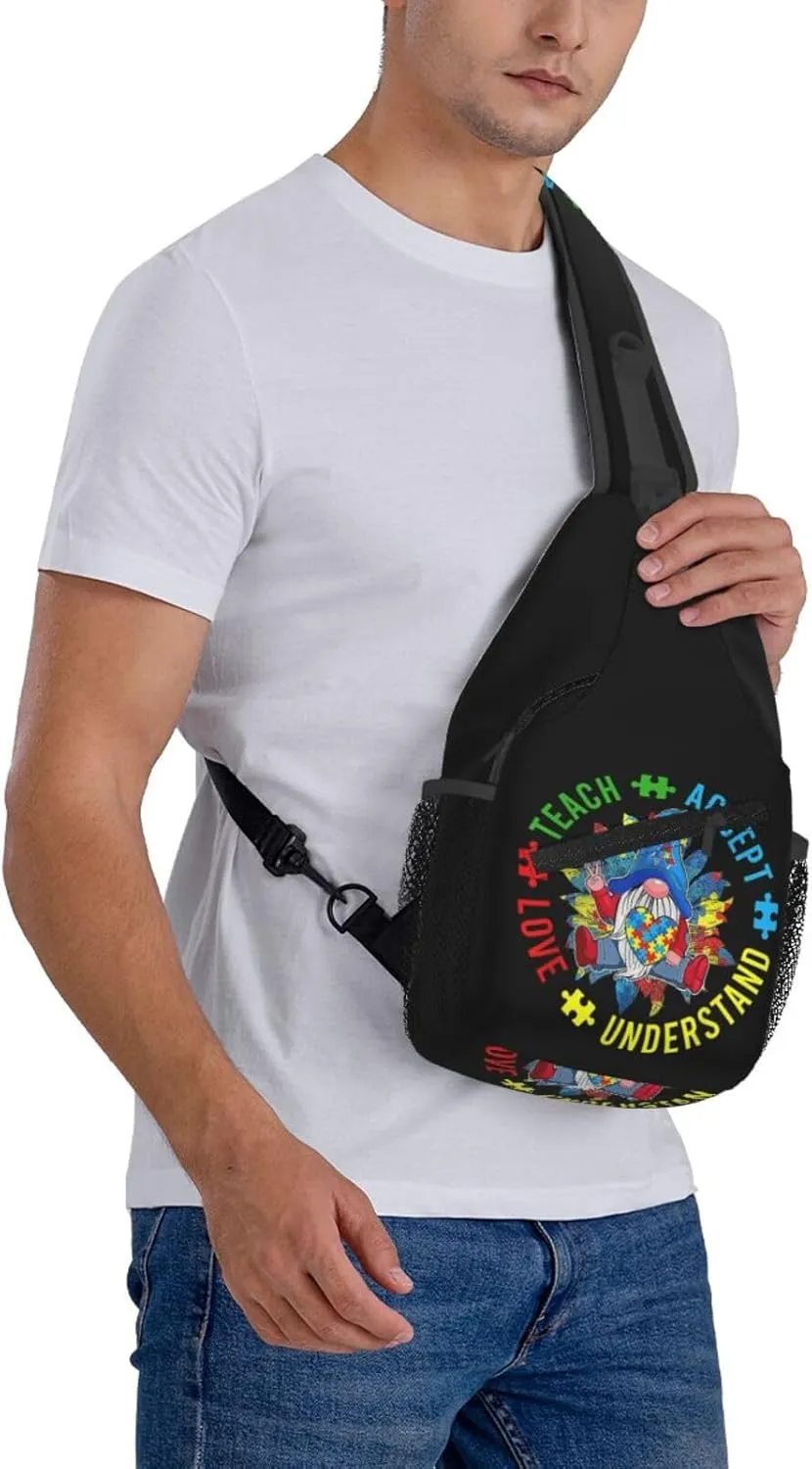 Be Anything Be Kind Autism Awareness Crossbody Bag Adjustable Sling Bag Casual Chest Bags Travel Shoulder Backpack