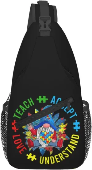 Be Anything Be Kind Autism Awareness Crossbody Bag Adjustable Sling Bag Casual Chest Bags Travel Shoulder Backpack